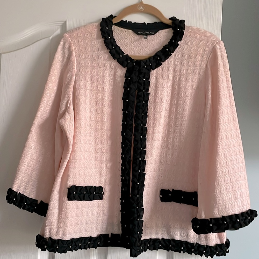 MING WANG Designer, Couture, Textured Open Jacket